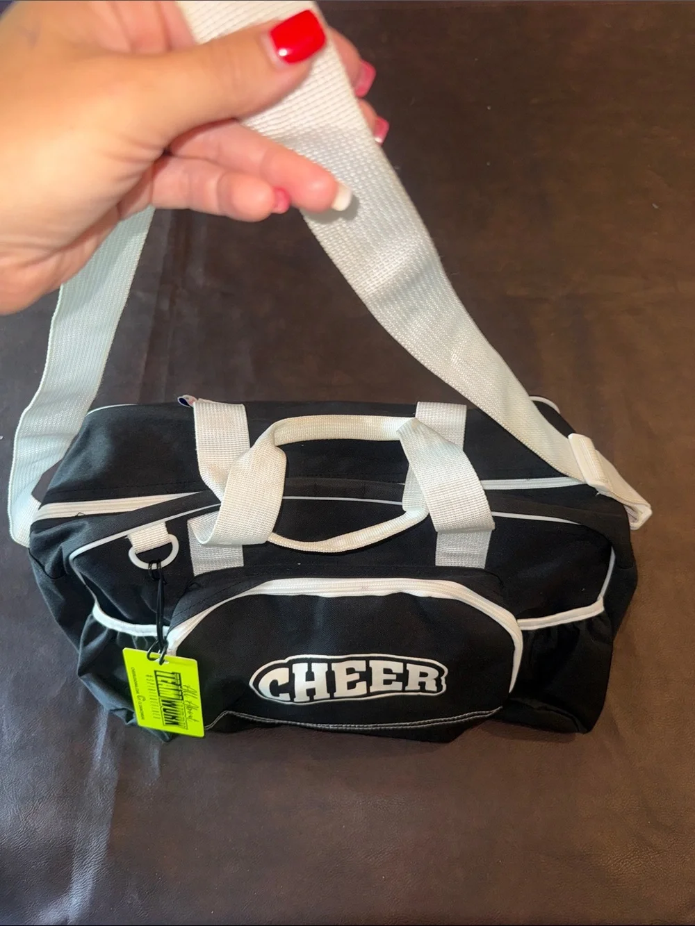 Black CHEER Gym Duffle Bag with White Trim